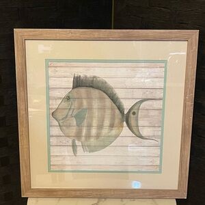 Patton Wall Decor 16x16 Nautical Fish Art Double matted Framed Coastal Decor